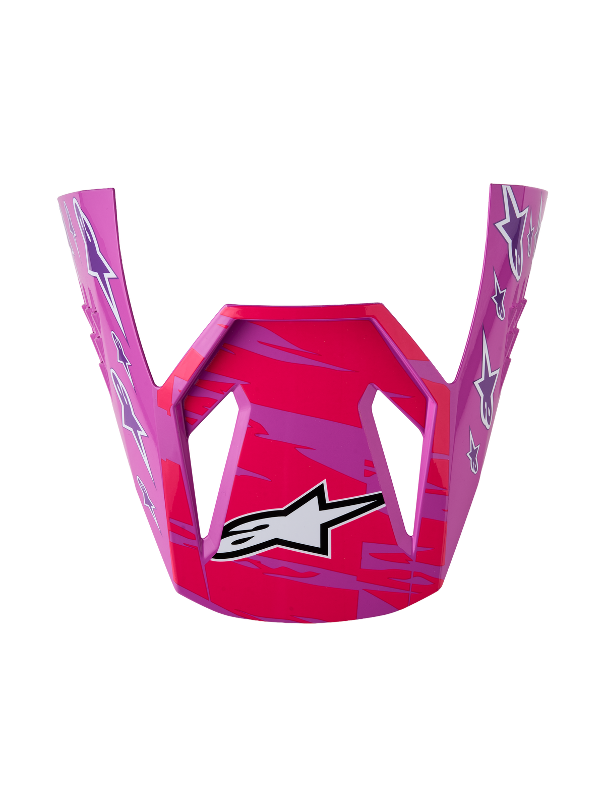 Alpinestars SM3 Falcon ECE06, fioletowy i różowy fluo wizjer, błyszczący daszek motocrossowy z logo Astars