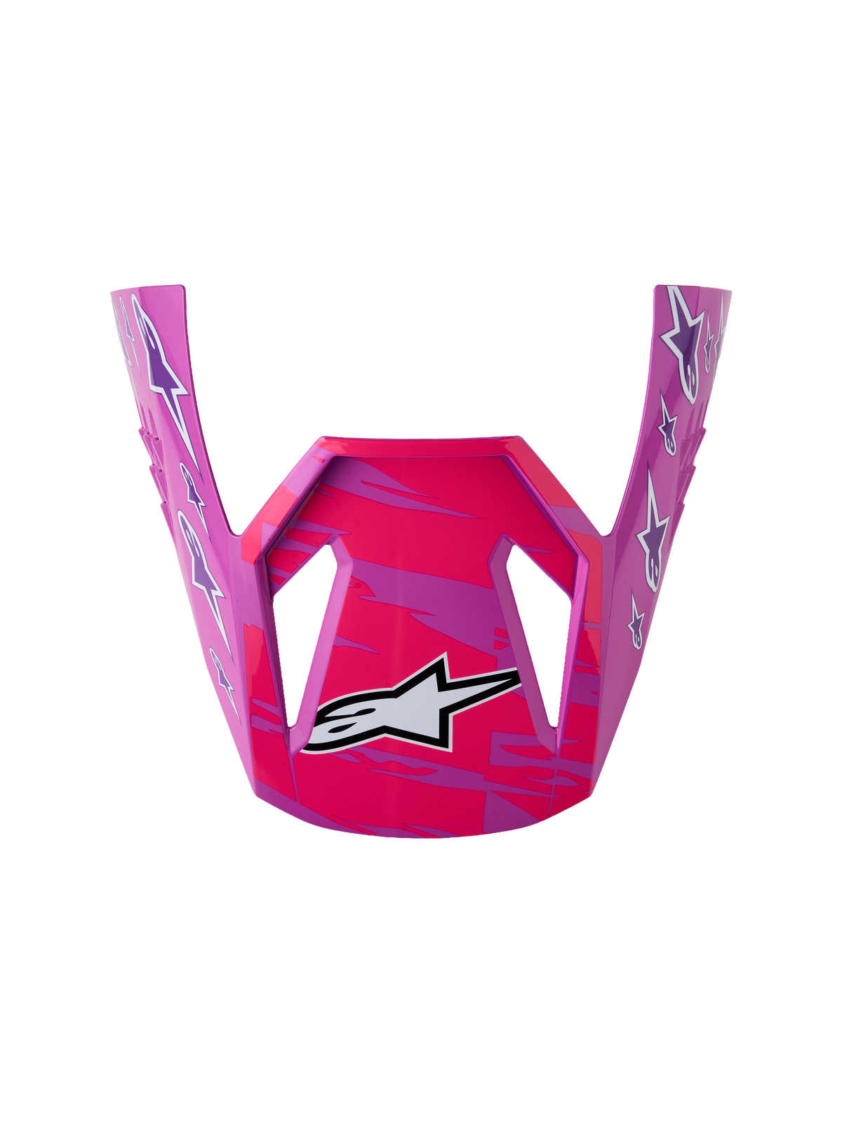 Wizjer Alpinestars SM3 Falcon, fioletowa i różowa błyszcząca część zamienna do młodzieżowych kasków motocrossowych.