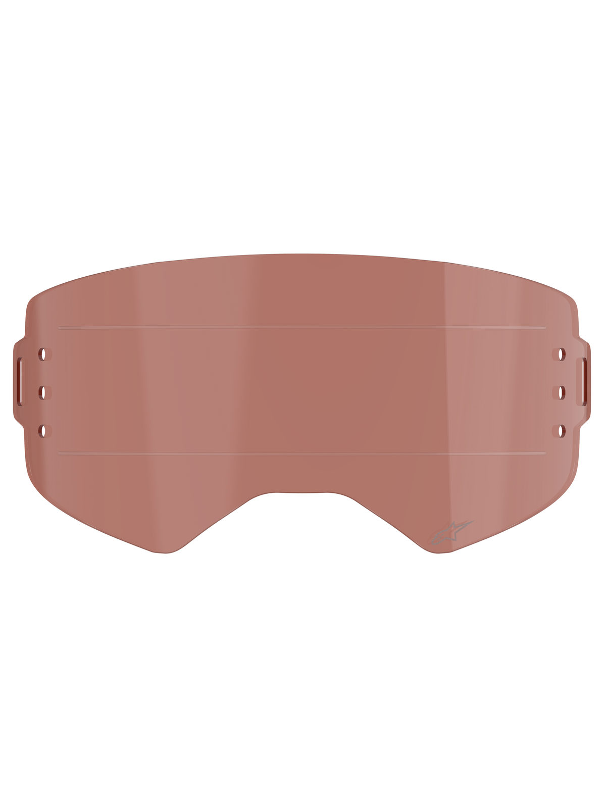 Soczewka Alpinestars Supertech Wide Vision Roll-Off, akcesorium do gogli, odcień Copper Rose, poziome linie Glide Lines i boczne punkty montażowe, odporny na uderzenia poliwęglan, do motocrossu i off-roadu