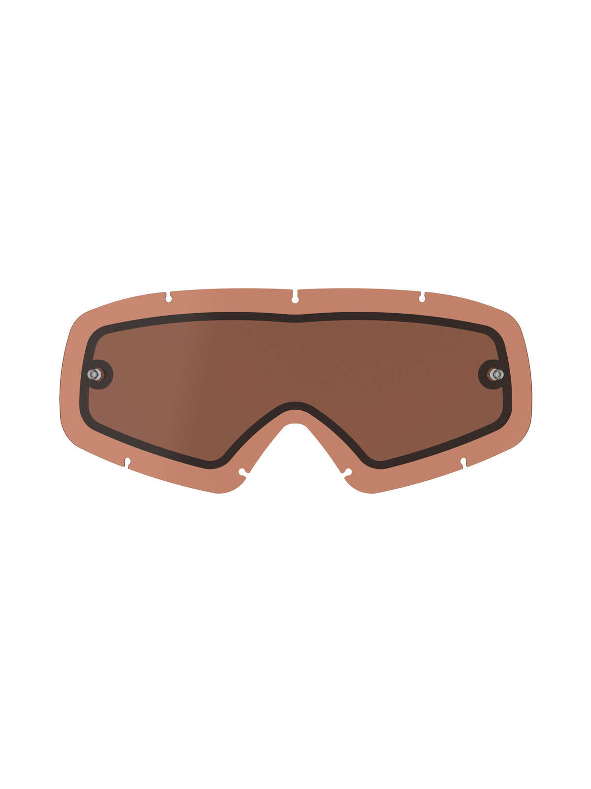 Alpinestars Vision Dual Pane Youth Lens, zamienna soczewka do gogli w kolorze miedziano-różowym (Copper Rose), dwuwarstwowa konstrukcja z czarną uszczelką, zintegrowane słupki do zrywek, siedmiopunktowy system mocowania, zakrzywiony poliwęglan do motocrossu i jazdy terenowej dla młodzieży