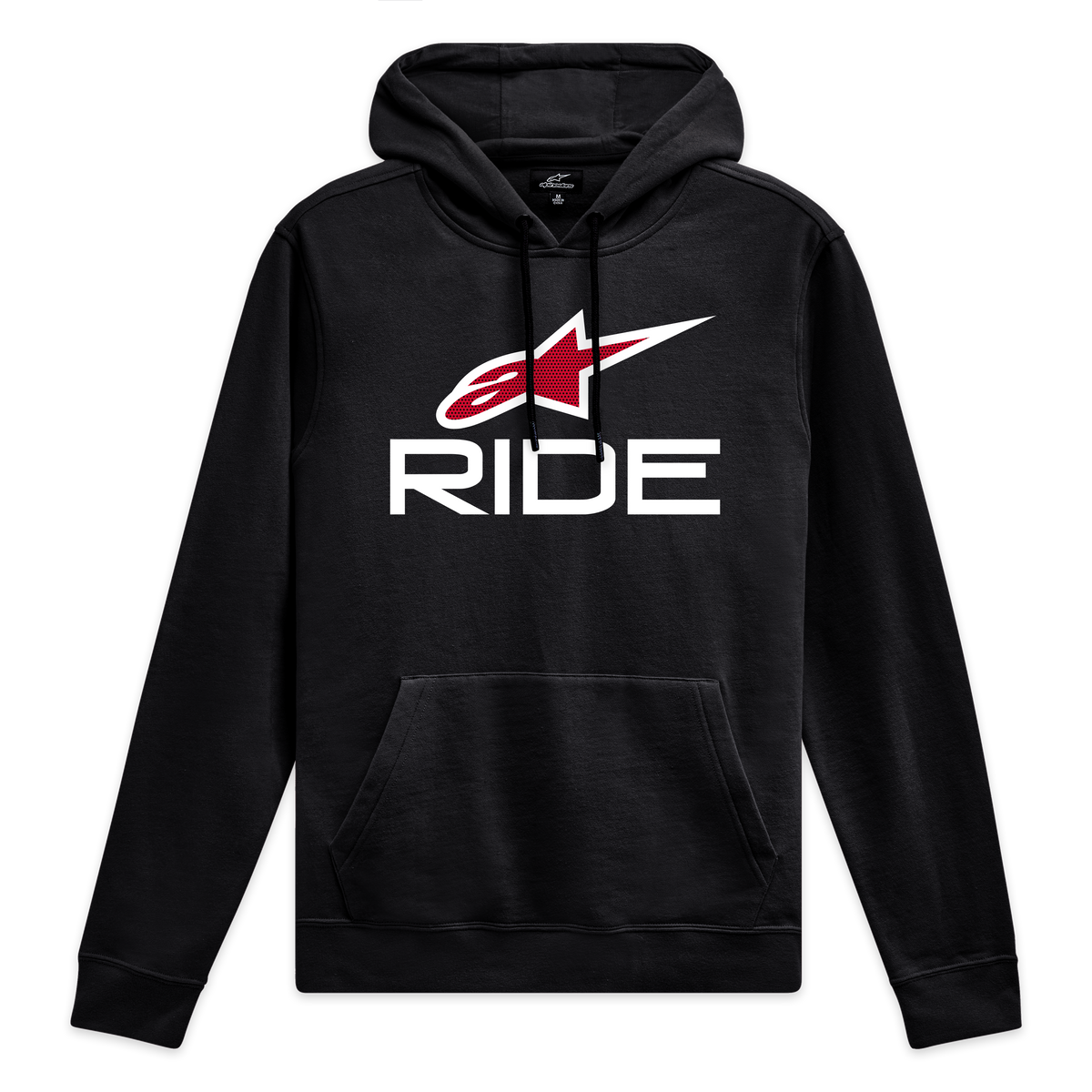 Alpinestars Bluza Z Kapturem Ride 4.0, czarna bluza sportowa z białym i czerwonym logo z przodu oraz kapturem z podszewką z dżerseju