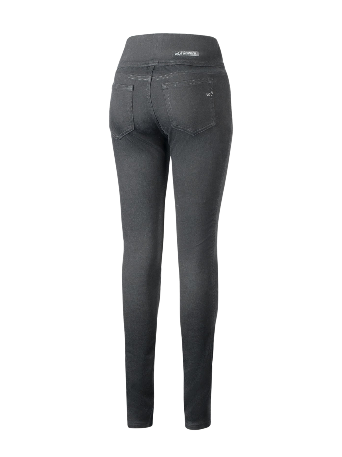 Alpinestars Shuri Women Leggings Summer, czarne, widok od tyłu na dopasowane legginsy motocyklowe, wysoki stan, dwie tylne kieszenie, subtelne logo Alpinestars na kieszeni i w pasie