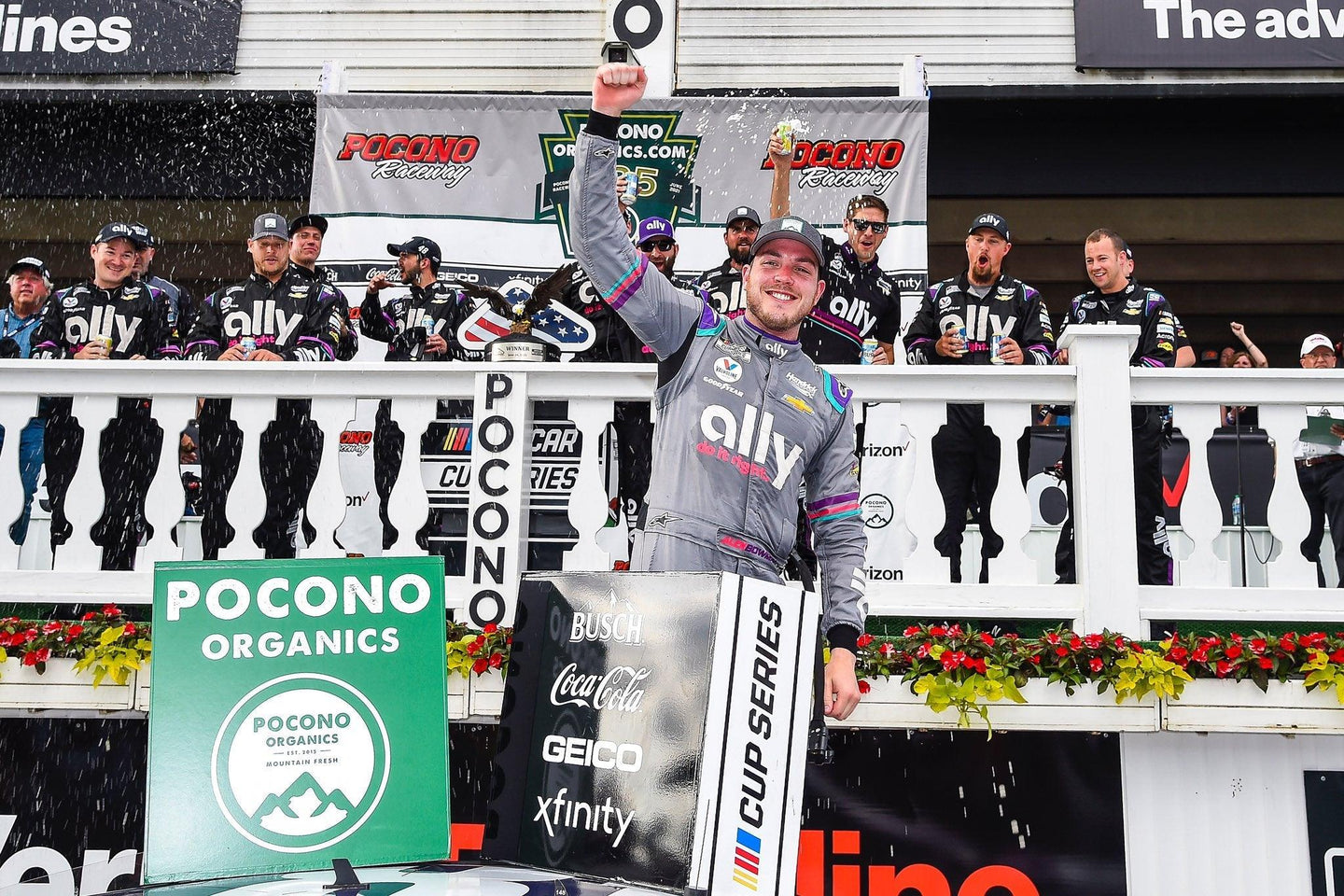 ALEX BOWMAN SNATCHES DRAMATIC NASCAR POCONO RACE ONE VICTORY; WILLIAM BYRON THIRD