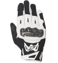 Alpinestars SMX-2 Air Carbon V2, rękawice motocyklowe, czarno-białe, z osłoną kostek wzmocnioną włóknem węglowym, panele z technicznej siatki 3D dla wentylacji, konstrukcja skórzano-tekstylna, krótki mankiet z białym logo Alpinestars