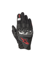 Alpinestars SMX-1 Air V2 Gloves, black and red fluo motorcycle road gloves with leather mesh and hard knuckle protection.