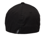 Alpinestars Ageless Curve Hat, czarna czapka sportowa, widok z tyłu ukazujący konstrukcję typu flex back, mała czarna metka z białym logo z tyłu, wykonana z tkaniny twill