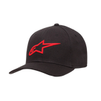 Alpinestars Ageless Curve Hat, czarna czapka z daszkiem z czerwonym haftowanym logo 3D, zakrzywiony daszek, tkanina twill, casualowy styl sportowy