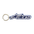 Alpinestars Breloczek Blaze Key Fob, sportowy brelok do kluczy, niebieski i biały, gumowa konstrukcja 3D z logo, metalowy pierścień zatrzaskowy, akcesorium inspirowane motorsportem.