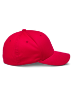 Alpinestars Corp Shift 2 Curved Brim Cap, Red, side profile view showing a structured crown and curved bill, stretch twill fabric, casual motorsport-inspired headwear