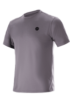 Alpinestars Dot Tech Tee - koszulka z krótkim rękawem, szary Sparrow Gray, koszulka techniczna, małe czarne okrągłe logo na piersi, materiał DriRelease odprowadzający wilgoć, casualowa odzież na rower górski i off-road