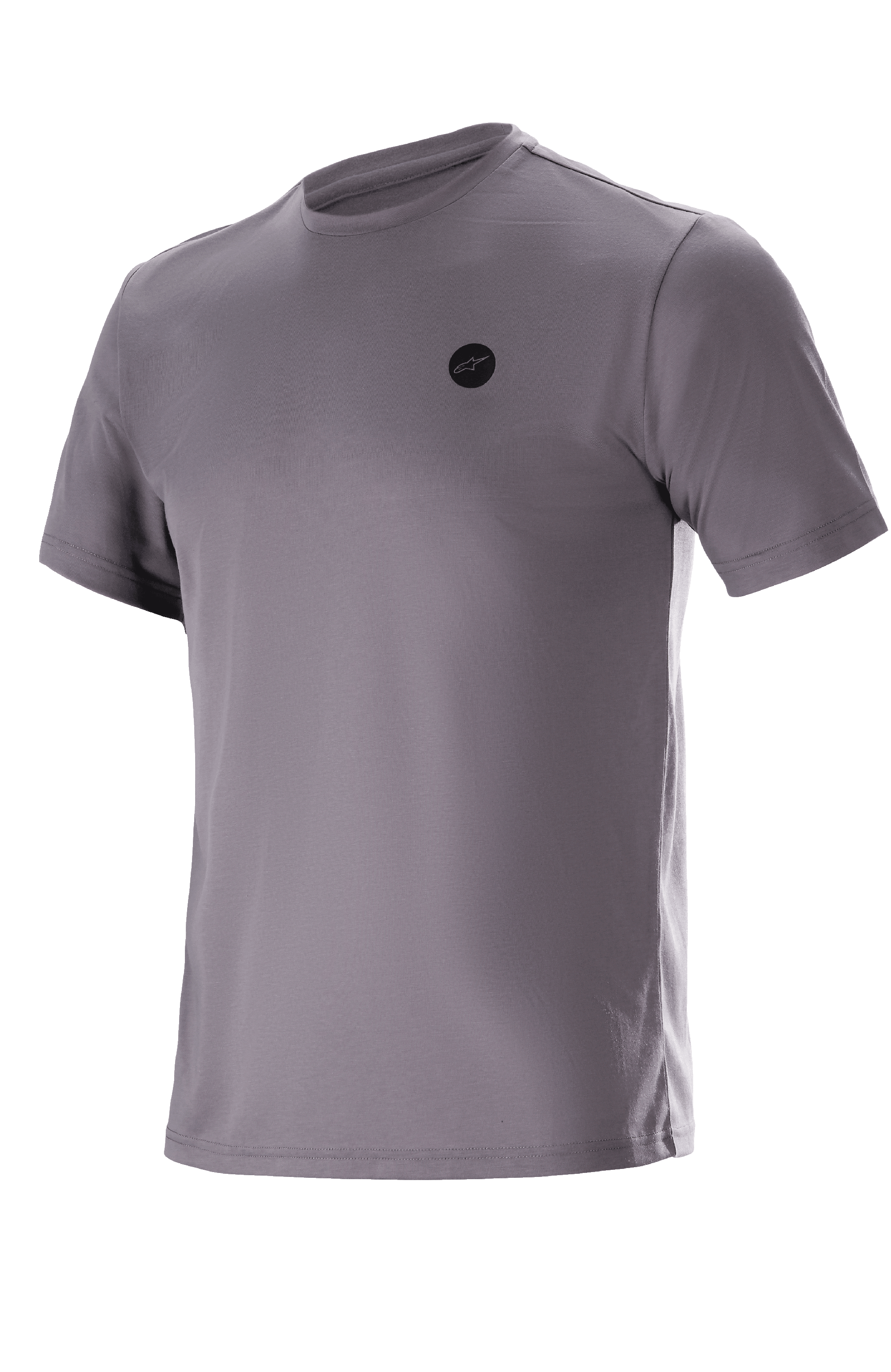 Alpinestars Dot Tech Tee - koszulka z krótkim rękawem, szary Sparrow Gray, koszulka techniczna, małe czarne okrągłe logo na piersi, materiał DriRelease odprowadzający wilgoć, casualowa odzież na rower górski i off-road