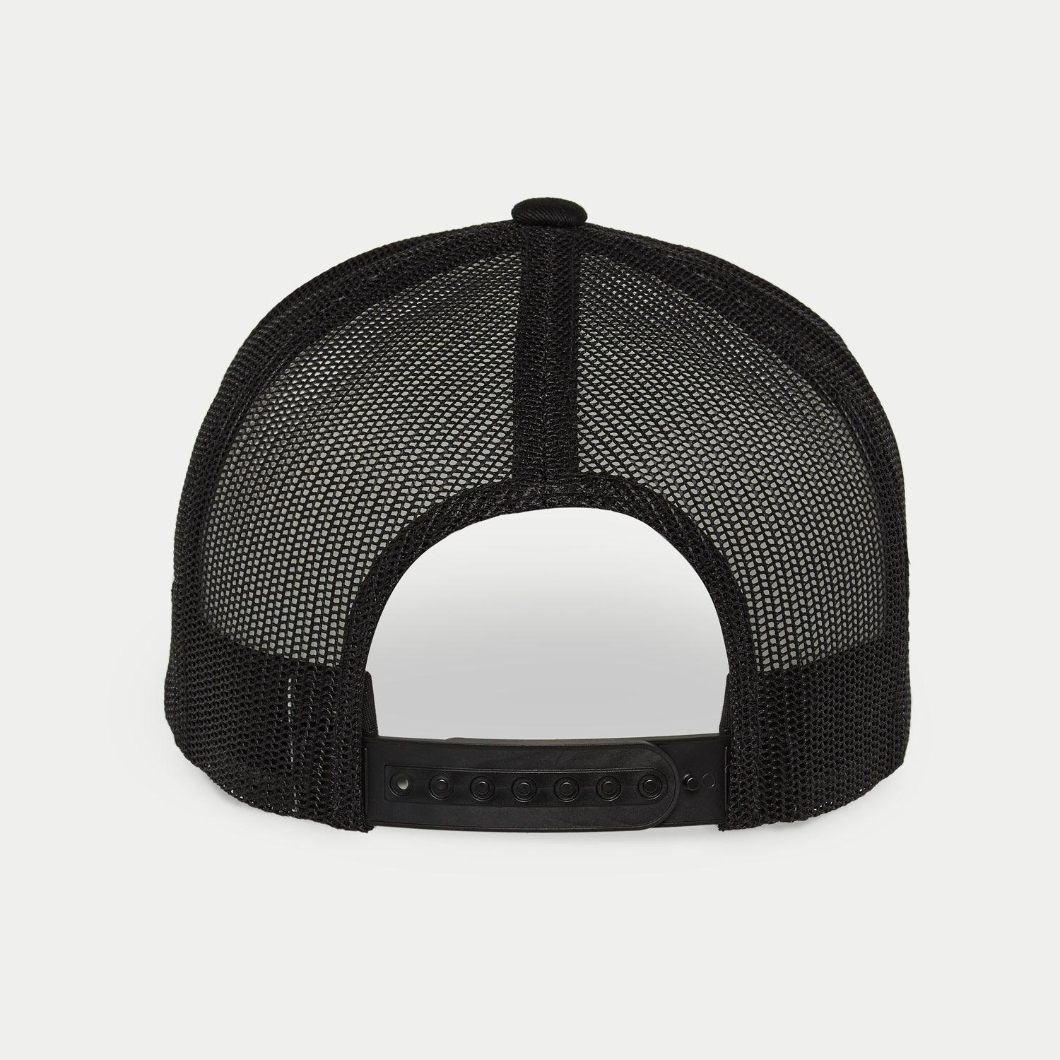 Czapka Alpinestars Flag Snapback, Military Black, widok z tyłu prezentujący czarne panele z elastycznej siateczki i regulowane plastikowe zapięcie typu snapback, codzienny dodatek streetwearowy