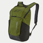 Alpinestars Defcon V2 Backpack, zielony (Military Green), kompaktowy plecak na co dzień z czarnym logo, kontrastowe panele, przednia kieszeń na zamek, boczne kieszenie z siatki, szelki z siateczki airmesh