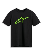 Alpinestars Ageless 2.0 CSF Tee, koszulka z krótkim rękawem, czarna, limonkowo-zielone logo Alpinestars Astar, codzienna odzież streetwearowa w stylu motorsport