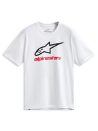 Alpinestars Always 2.0 CSF Tee, biała koszulka z krótkim rękawem, czarny kontur logo Astars i czerwona grafika Alpinestars, codzienna odzież sportowa