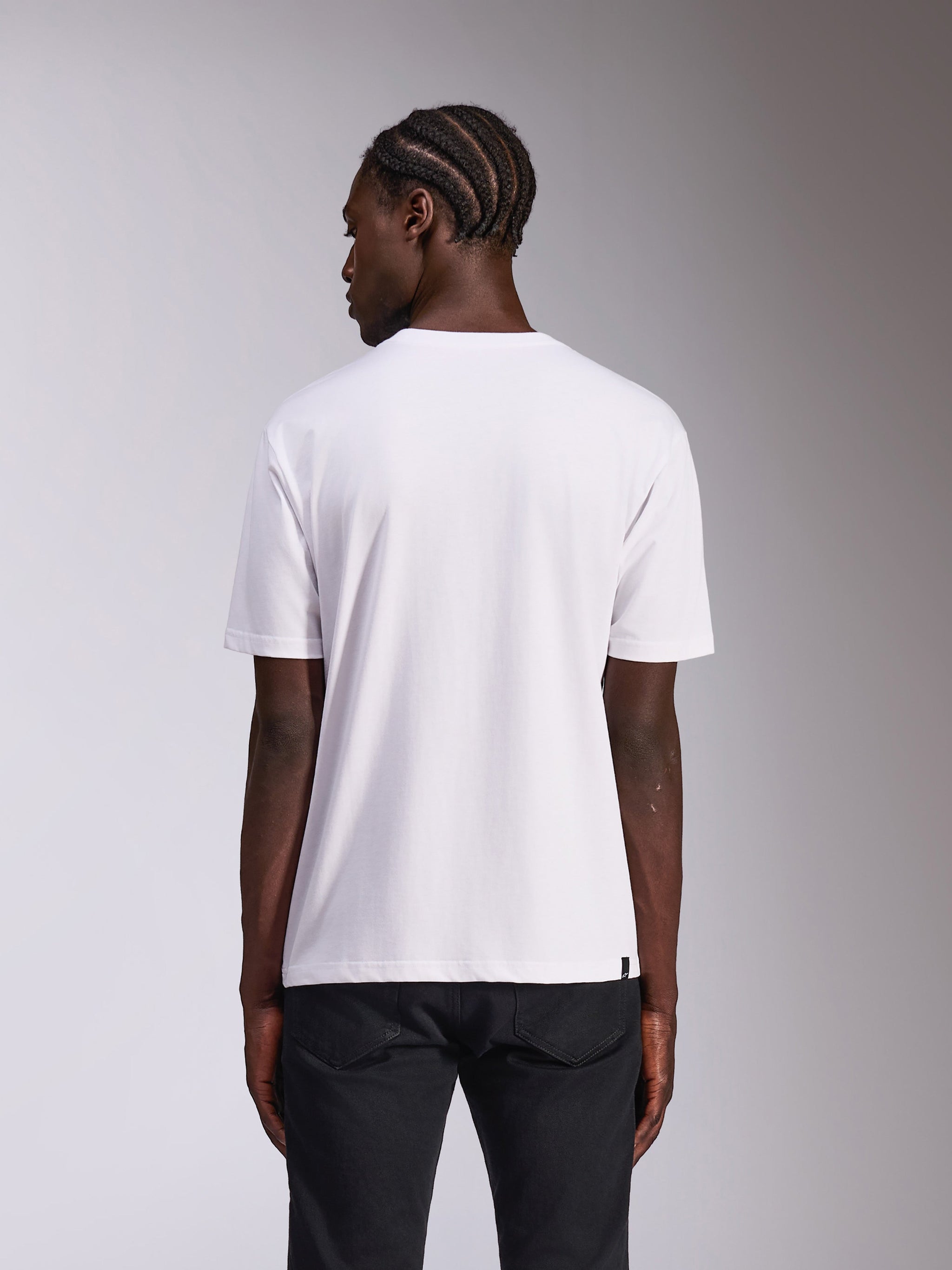 Alpinestars Always 2.0 CSF Tee, Short Sleeve T-Shirt, White, Back view, worn with black pants, casual motorsport streetwear