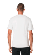 Alpinestars MX Helmet CSF Tee, koszulka z krótkim rękawem, biała, widok z tyłu, noszona z czarnymi spodniami, casualowy design inspirowany sportami motorowymi