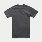 Alpinestars Horizon CSF Tee, koszulka z krótkim rękawem, grafitowa z niebieskim logo Alpinestars Ageless, codzienna odzież sportowa w stylu motorsport