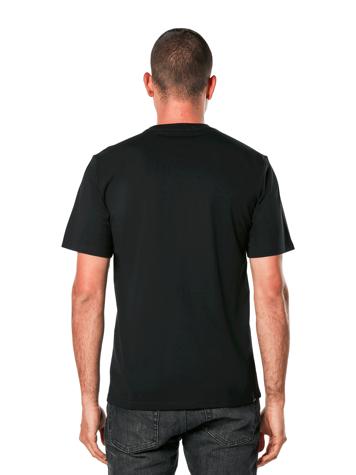 Alpinestars Cali 2.0 CSF Tee, czarna koszulka z krótkim rękawem, widok z tyłu, casualowy styl motorsportowy