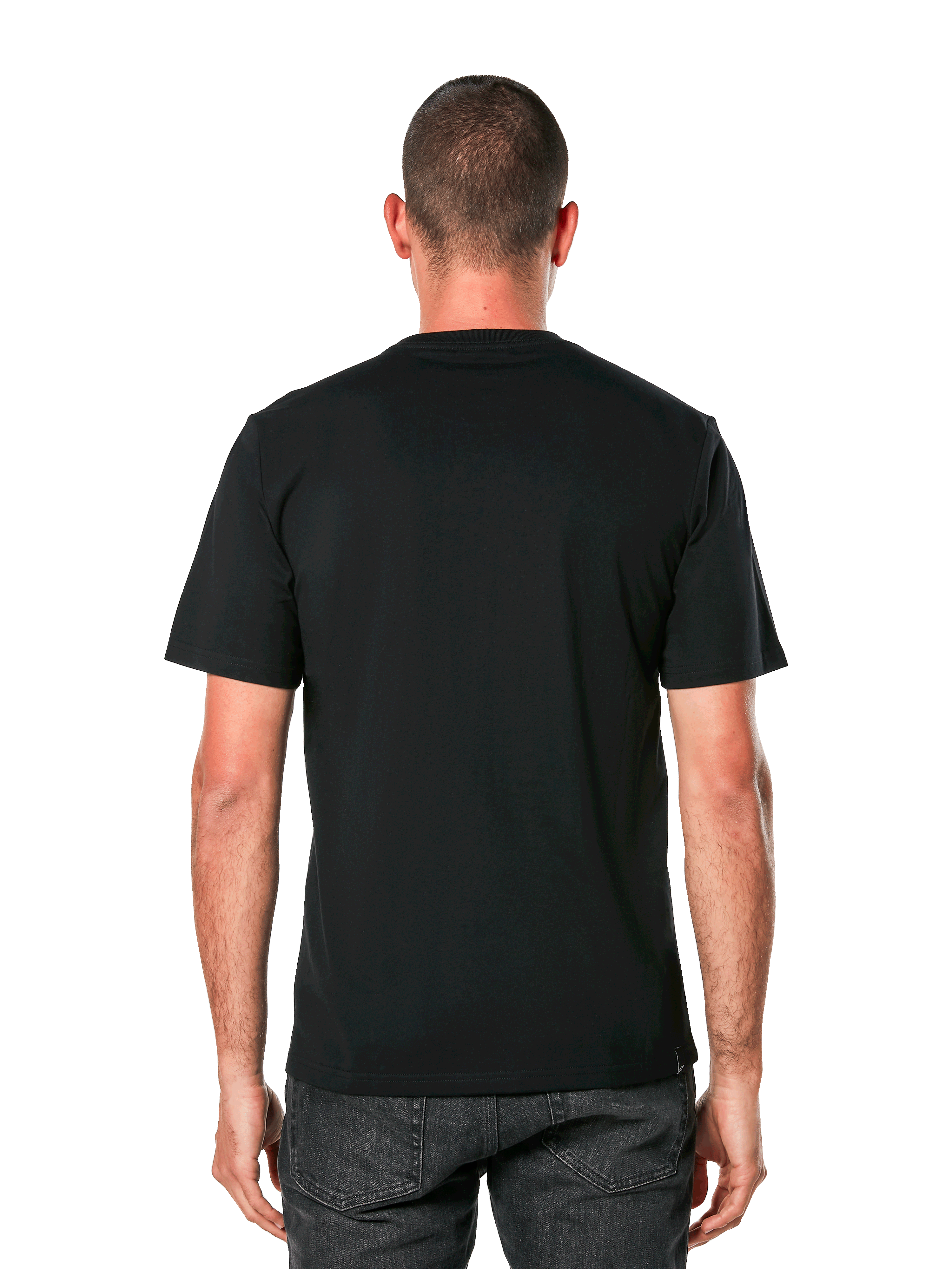 Alpinestars Cali 2.0 CSF Tee, czarna koszulka z krótkim rękawem, widok z tyłu, casualowy styl motorsportowy