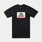 Alpinestars Cali 2.0 CSF Tee, czarna koszulka z krótkim rękawem, grafika inspirowana Kalifornią z niedźwiedziem grizzly i logo Alpinestars, casualowa odzież sportowa