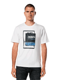 Alpinestars Galun CSF Tee, Short Sleeve White T-Shirt, Blue and Black Vintage Gas Can Graphic with Astars Logo and Roman Numeral MCMLXIII, Casual Motorsport Streetwear