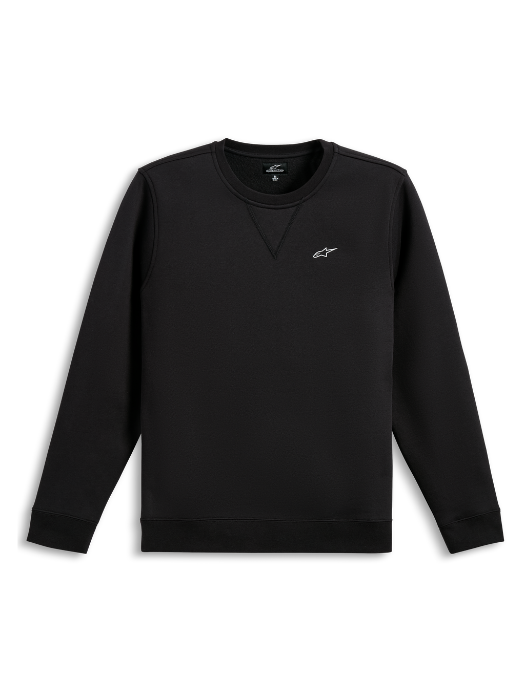 Alpinestars Positive Crew, czarna bluza sportowa z długim rękawem, małe białe logo Astars na piersi, prążkowane ściągacze