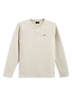 Alpinestars Positive Crew, bluza typu crewneck, kolor Off White, małe czarne logo Alpinestars na piersi, prążkowany kołnierzyk z detalem V, prążkowane mankiety i dół, casualowy streetwear inspirowany motorsportem