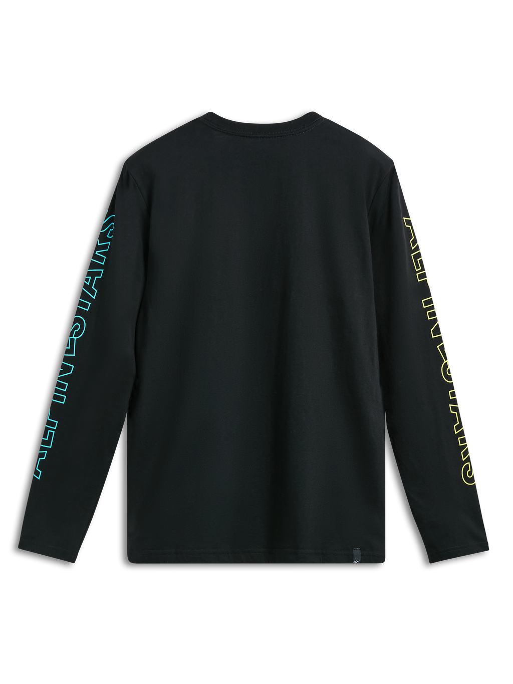 Alpinestars T-Shirt Ayess CSF, czarna koszulka z długim rękawem, widok z tyłu, nadrukowana grafika na rękawach, odzież sportowa