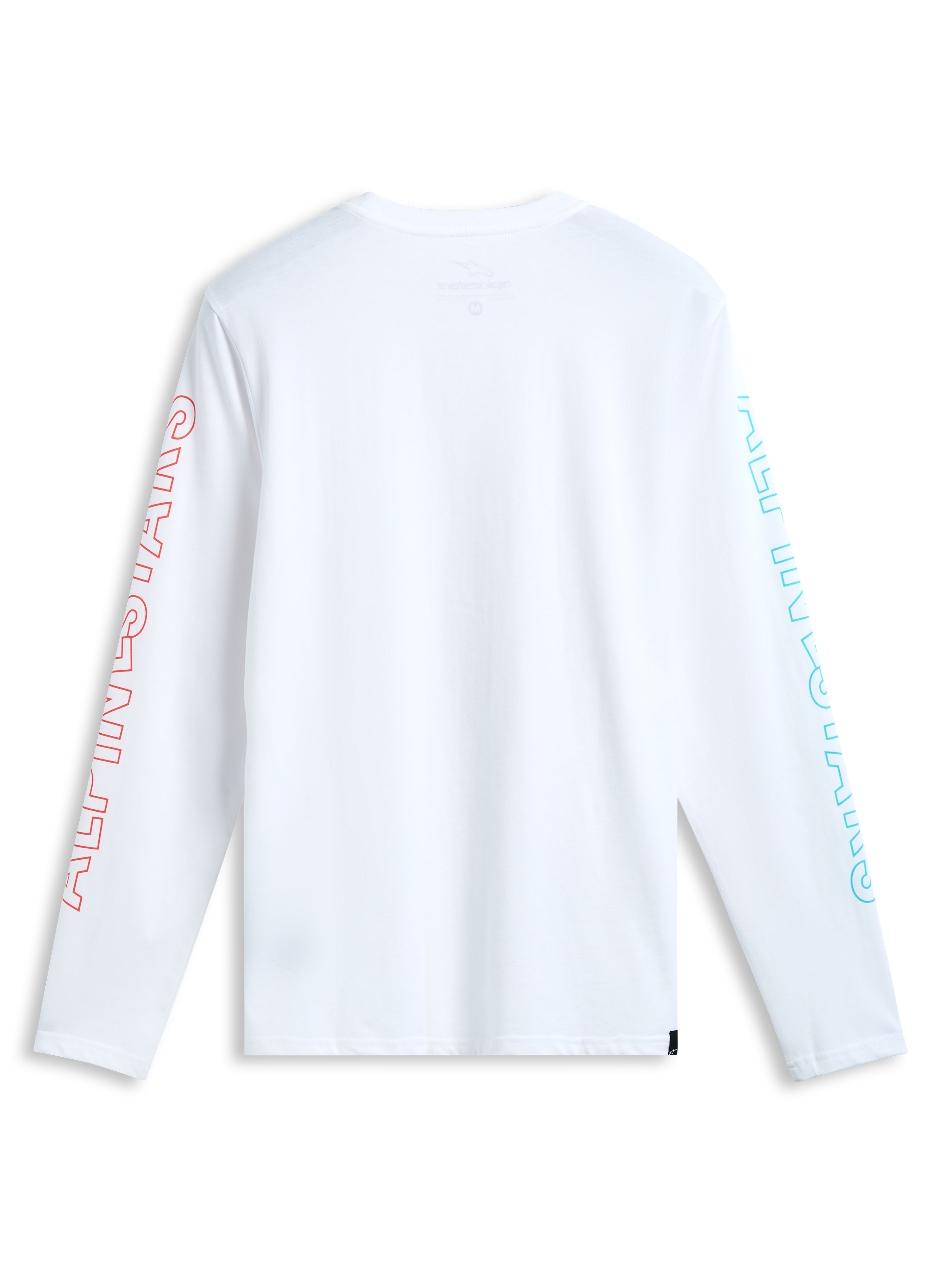 Alpinestars Ayess Csf Tee, biała koszulka sportowa z długim rękawem, nadrukowana grafika na rękawach, widok z tyłu