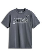 Alpinestars Cereal CSF Tee, koszulka z krótkim rękawem, grafitowa, białe geometryczne logo ASTARS z napisem Premium Racewear, codzienna odzież streetwear w stylu motorsport