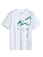 Alpinestars Geografica CSF Tee, biała koszulka z krótkim rękawem, zielone logo Astars z przodu z grafiką multi-tech, codzienna odzież sportowa motorsport