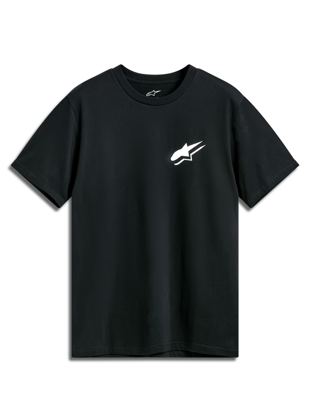 Alpinestars Formulate CSF Tee, koszulka z krótkim rękawem, czarna, białe logo Astars na klatce piersiowej, codzienna odzież motorsportowa