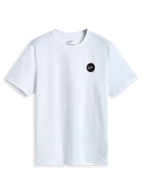 Alpinestars Dot Carbon Csf Tee, biała koszulka z krótkim rękawem, okrągłe logo z motywem włókna węglowego astars na piersi, casualowa odzież sportowa