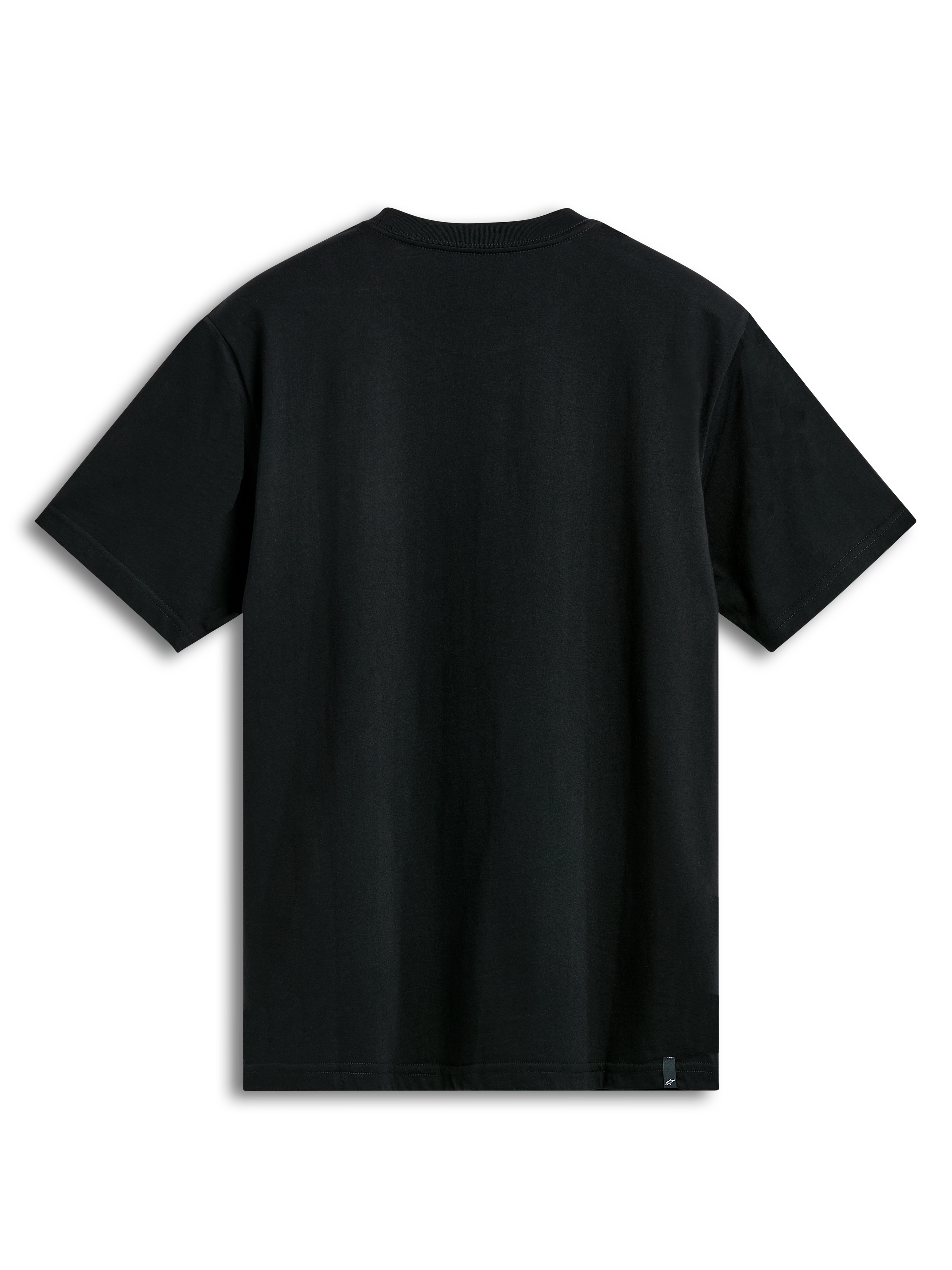 Alpinestars T-Shirt Prevail CSF, czarna koszulka z krótkim rękawem, widok z tyłu na gładki czarny materiał, casualowa odzież sportowa