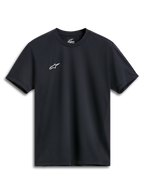 Alpinestars Point Performance Tee, koszulka z krótkim rękawem, czarna, małe białe logo Astars na piersi, sportowa odzież o wysokiej wydajności