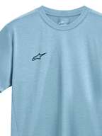 Alpinestars Point Performance Tee, Short Sleeve T-Shirt, Ice Blue, small black Alpinestars logo on chest, crew neck, moisture-wicking performance fabric
