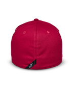 Alpinestars Elemental Hat, Red, back view, flex back design with structured crown, stretch twill fabric, featuring a small black label with white Alpinestars logo, casual motorsport-inspired headwear