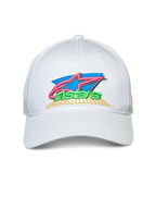 Alpinestars Vivid Hat, biała czapka z daszkiem typu snapback, zakrzywiony daszek, kolorowy haft 3D i płaskie logo z przodu, sportowa odzież codzienna