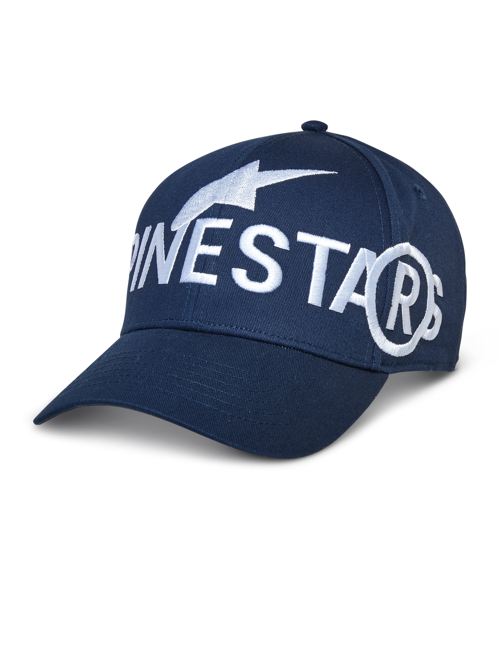 Alpinestars Committed Hat, czapka z daszkiem baseballowa, granatowa, duży biały haftowany branding, zakrzywiony daszek, strukturalna korona, codzienna odzież sportowa