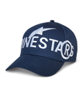 Alpinestars Committed Hat, czapka z daszkiem baseballowa, granatowa, duży biały haftowany branding, zakrzywiony daszek, strukturalna korona, codzienna odzież sportowa