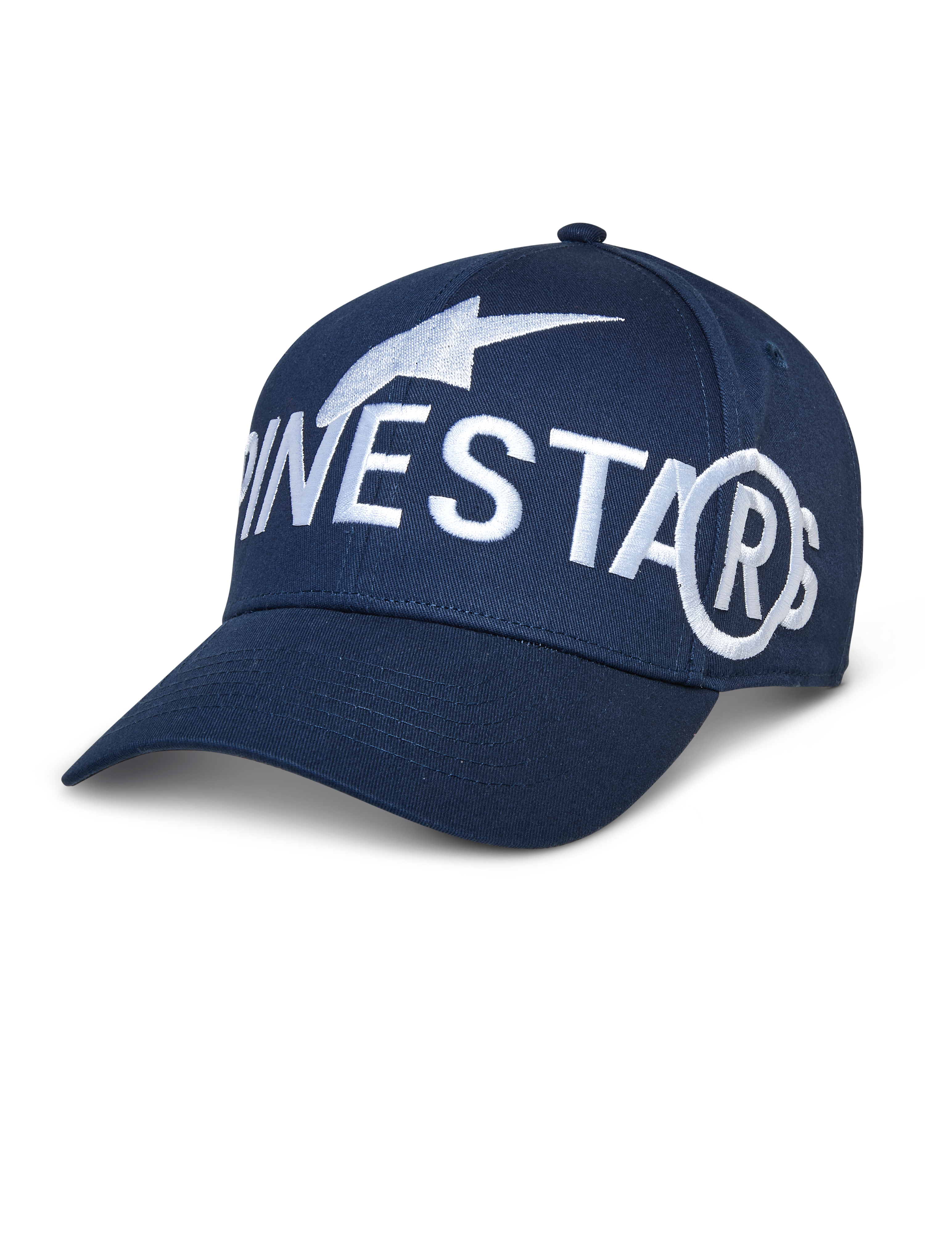 Alpinestars Committed Hat, czapka z daszkiem baseballowa, granatowa, duży biały haftowany branding, zakrzywiony daszek, strukturalna korona, codzienna odzież sportowa