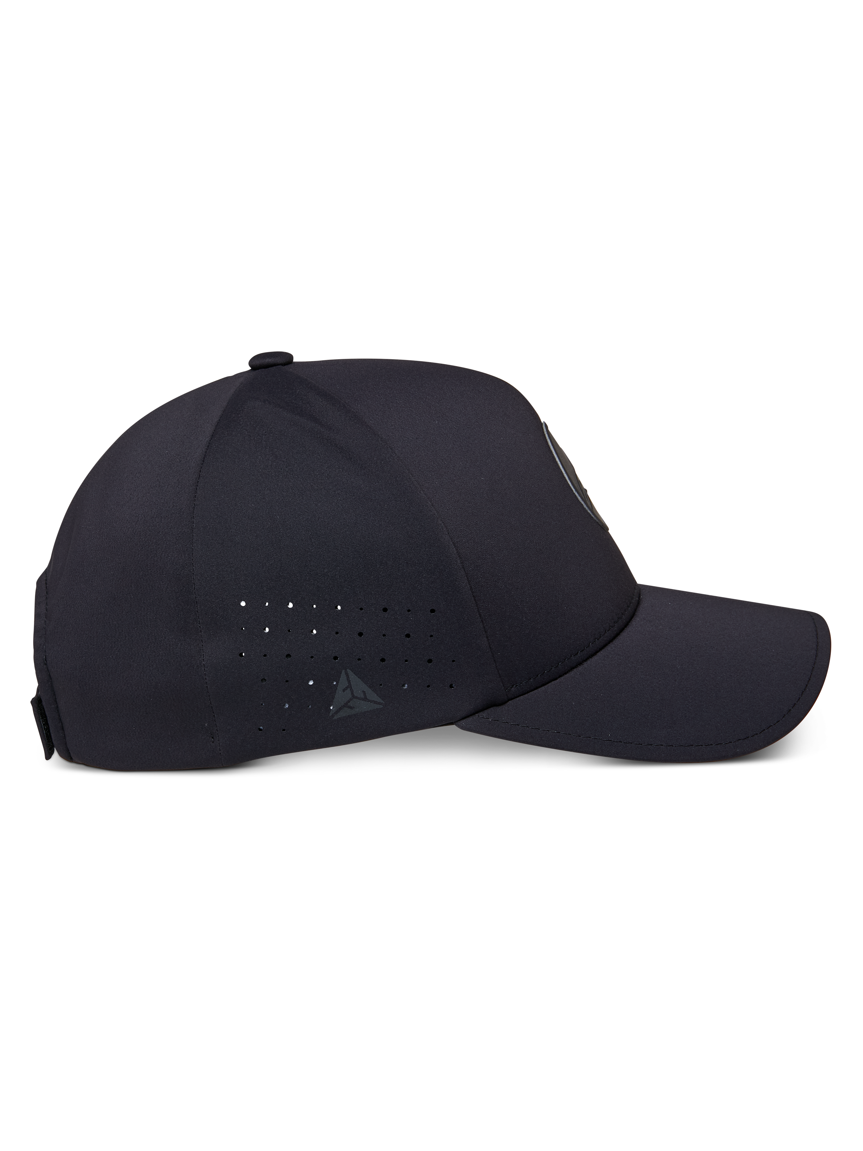 Alpinestars Apex Hat, profil boczny, czarna, ze strukturalną koroną i zakrzywionym daszkiem, perforacje na panelach bocznych, małe odblaskowe logo oraz gładka bezszwowa konstrukcja zapewniająca minimalistyczny wygląd
