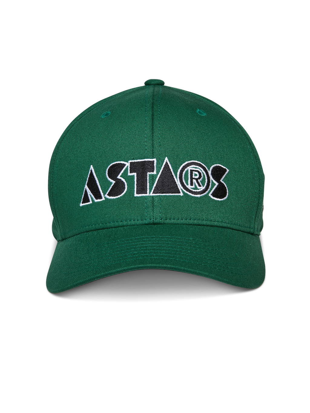 Alpinestars Cereal Hat, zielona czapka z daszkiem, zakrzywiony daszek, z przodu stylizowane haftowane logo „ASTARS” w kolorze czarno-białym, sportowa odzież codzienna