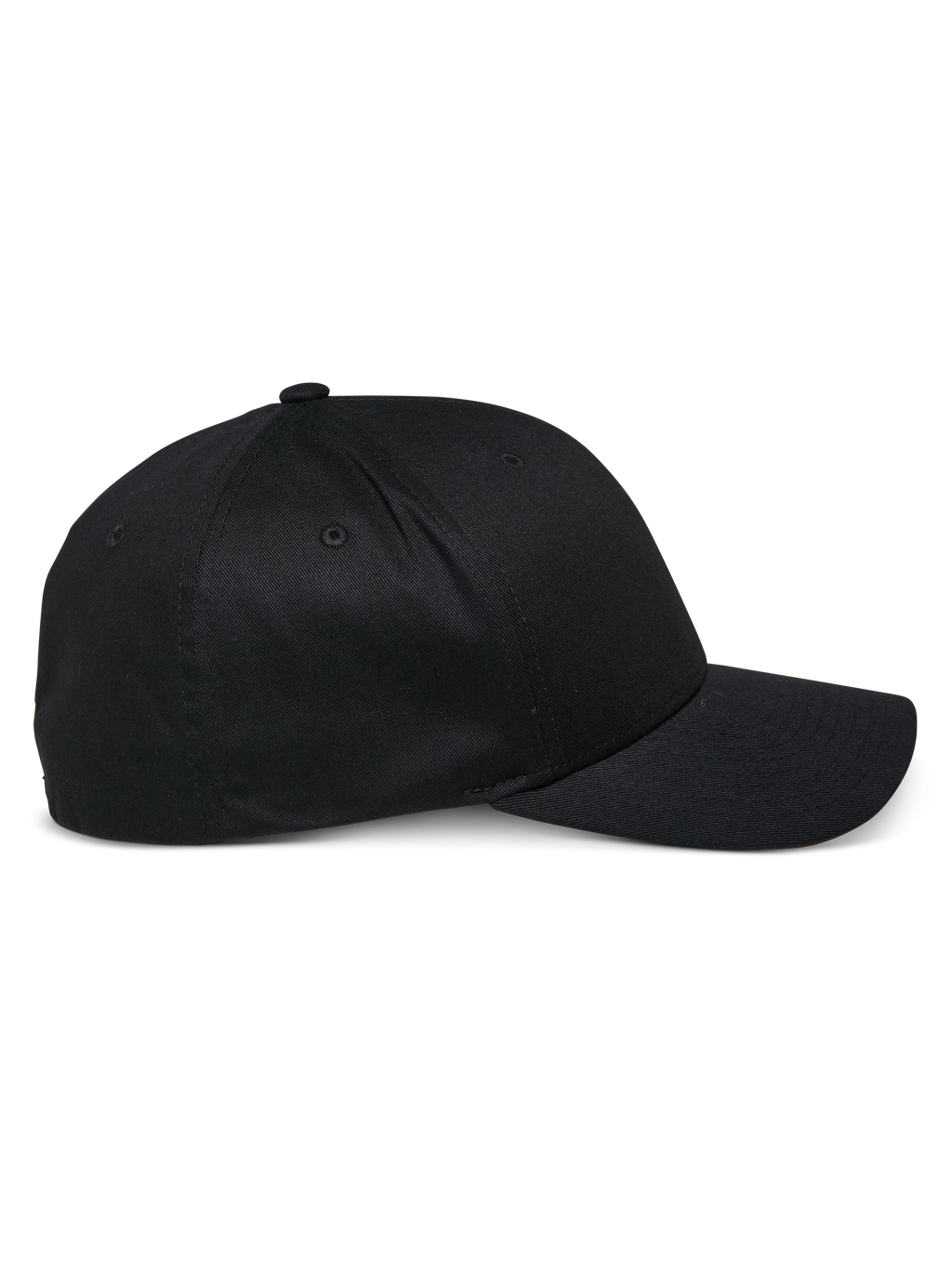 Alpinestars Share Hat, czarna czapka z daszkiem, profil boczny, zakrzywiony daszek, usztywniona korona, odzież sportowa inspirowana sportami motorowymi