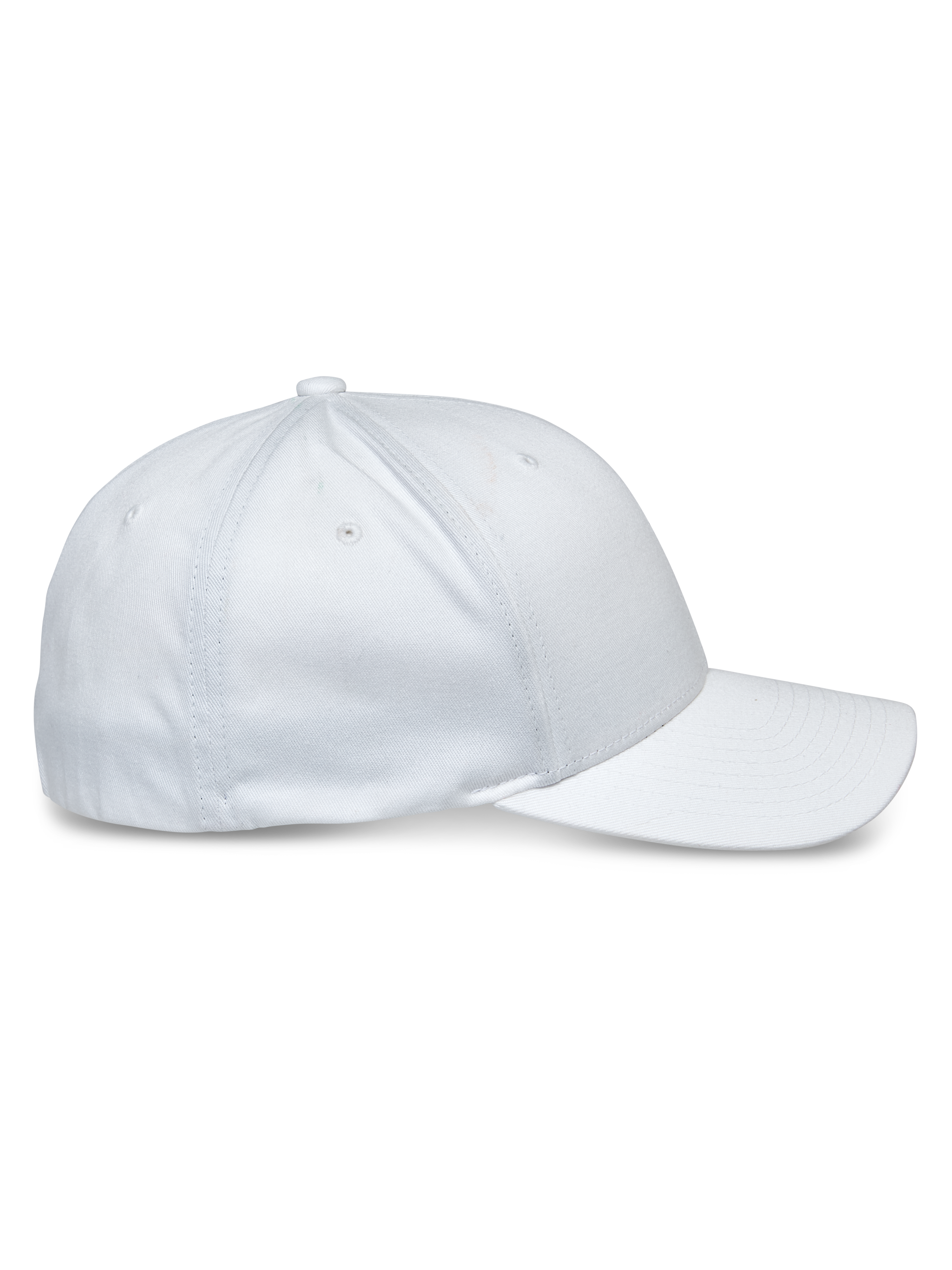 Alpinestars Share Hat, biała czapka z daszkiem, widok z boku, zakrzywiony daszek i usztywniona korona, materiał z elastycznego kepru, sportowe akcesorium