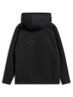 Bluza z kapturem Alpinestars Emergent Oversized, czarna bluza streetwear, widok z tyłu przedstawiający haftowany napis Alpinestars, krój oversized z kapturem i ściągaczem na dole