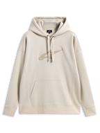 Alpinestars Emergent Oversized Hoodie, codzienna odzież streetwear w stylu motorsport, kolor piaskowy z wyszywanym logo Astars 3D w tym samym odcieniu, kaptur ze sznurkiem, kieszeń kangurka, luźny krój typu oversized