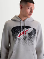 Alpinestars Bluza Z Kapturem Obsessed, sportowa bluza z kapturem typu pullover, szara, z dużym logo Astars i grafikami MX w kolorze czerwonym i czarnym na piersi, męska odzież sportowa.