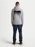 Alpinestars Bluza Z Kapturem Obsessed, męska bluza sportowa, szary i czarny, widok z tyłu z dużą grafiką z gradientem inspirowaną MX, casualowa odzież lifestyle w stylu motorsport, polarowa konstrukcja z kapturem i prążkowanymi ściągaczami.
